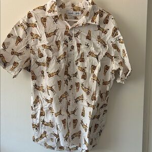 Old Navy Men's White Shirt with Tiger Print